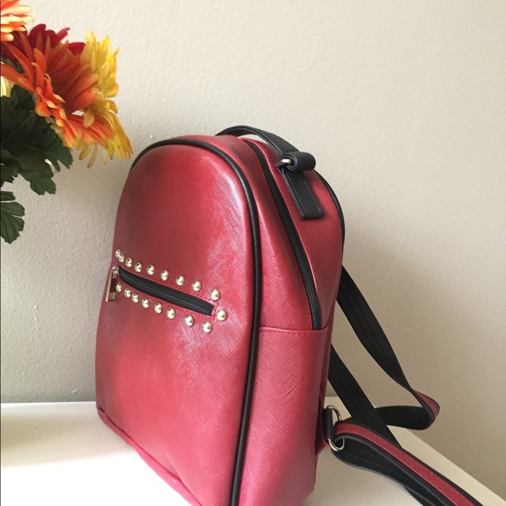Medium Backpack studded backpack Maroon backpack … - image 6